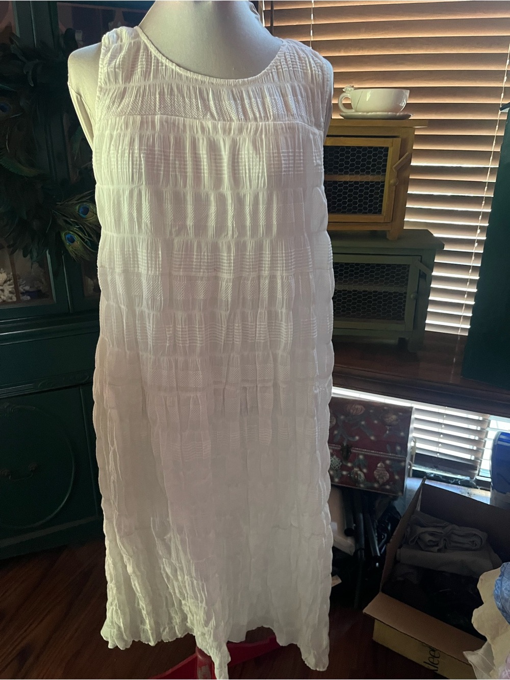 Max Studio Women's Off White Cream Maxi Textured Sleeveless XL Dress